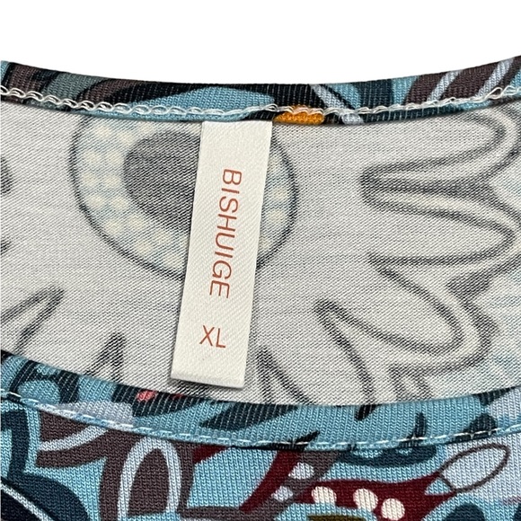 BISHUIGE Summer Casual Round Neck T-Shirt Dress Beach Cover-Up Tank Dress SZ XL - Picture 14 of 16